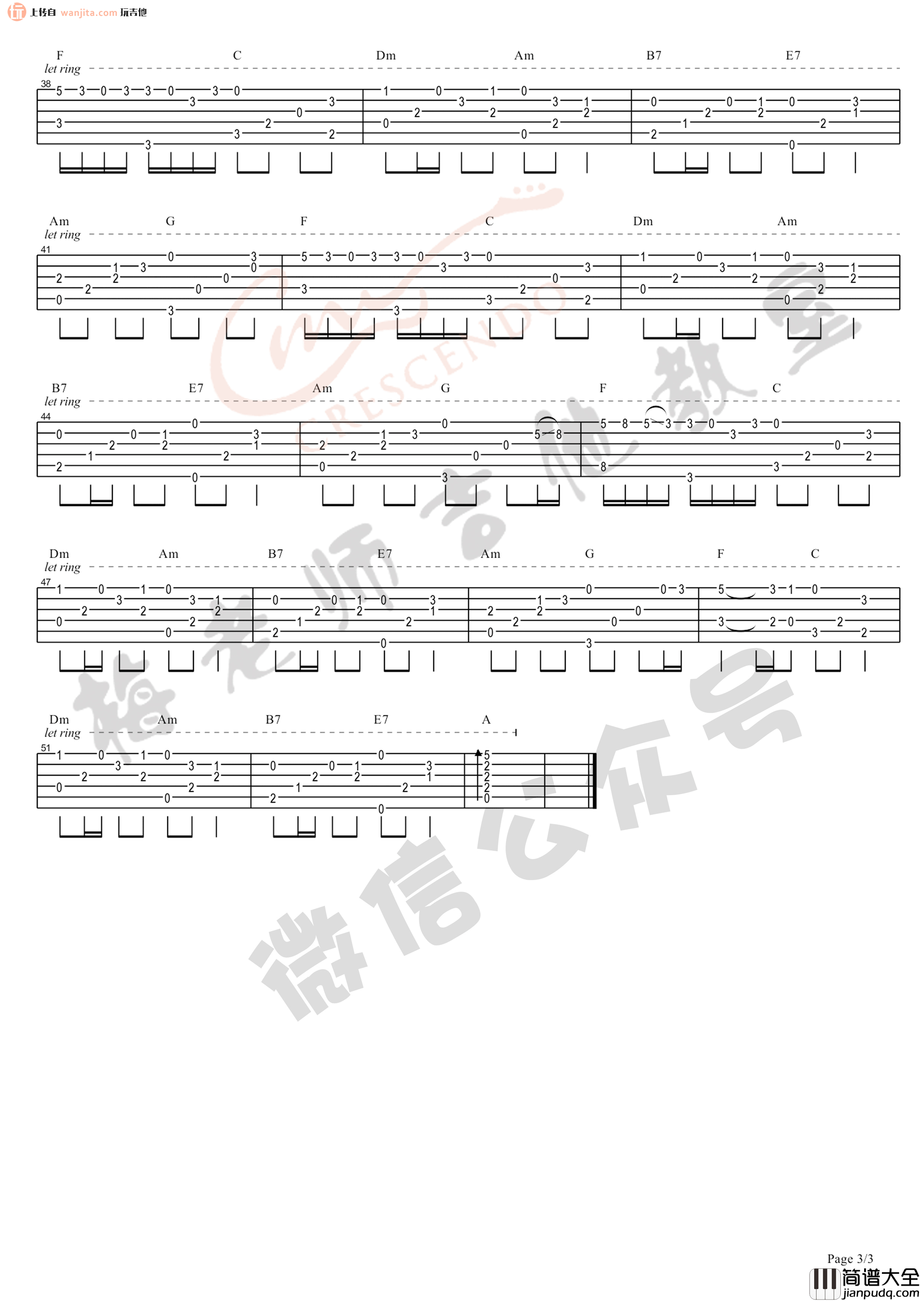 童话镇指弹吉他谱_暗杠__童话镇_C调独奏六线谱