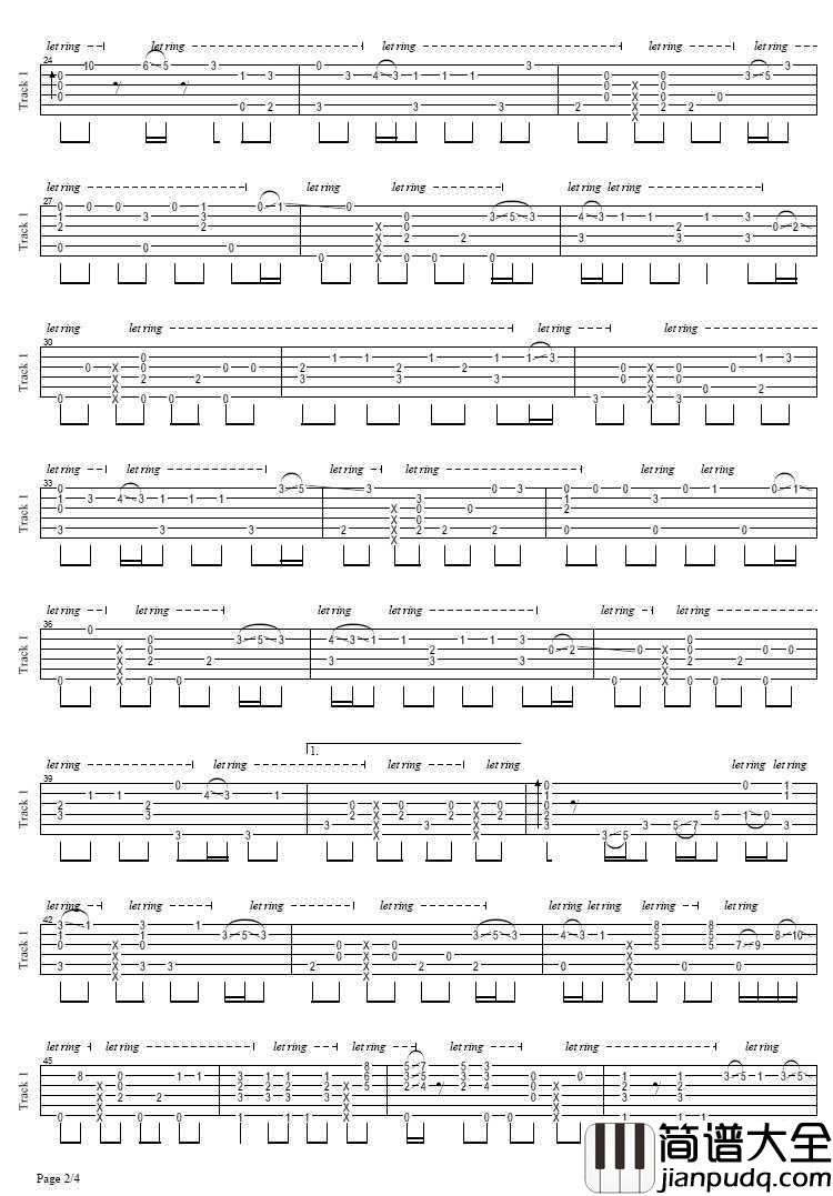 情非得已指弹谱_情非得已吉他独奏谱_完整版_庾澄庆