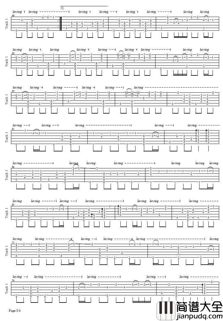 情非得已指弹谱_情非得已吉他独奏谱_完整版_庾澄庆