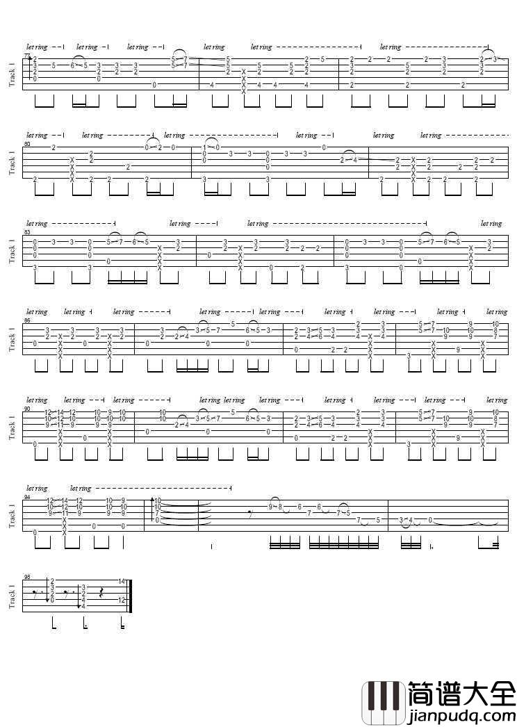 情非得已指弹谱_情非得已吉他独奏谱_完整版_庾澄庆