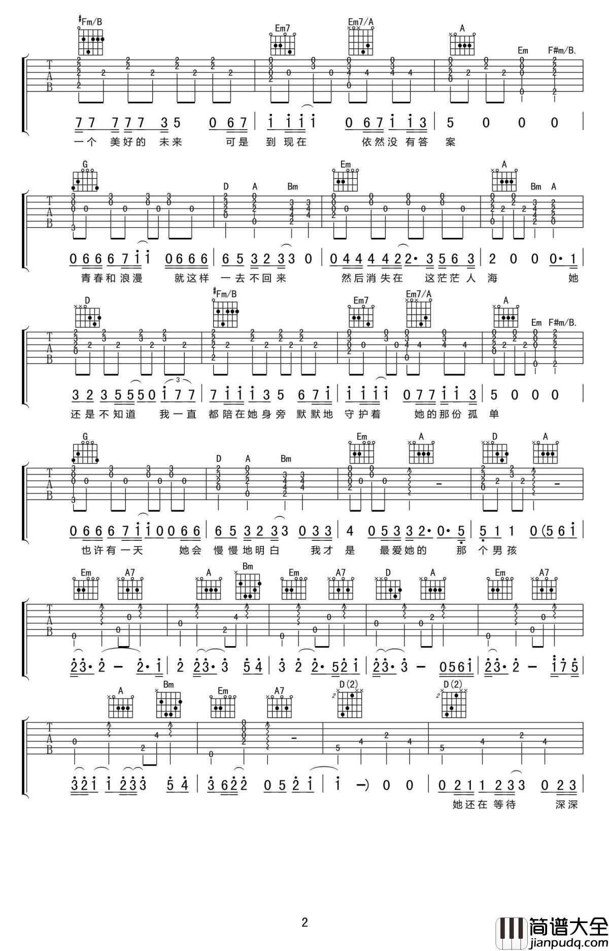 _杜小曼_吉他谱_刘小天D调弹唱谱_高清图片谱