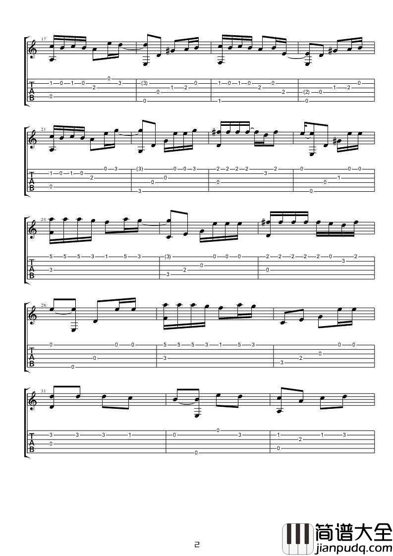 童话镇指弹谱_陈一发儿_吉他独奏谱_图片谱