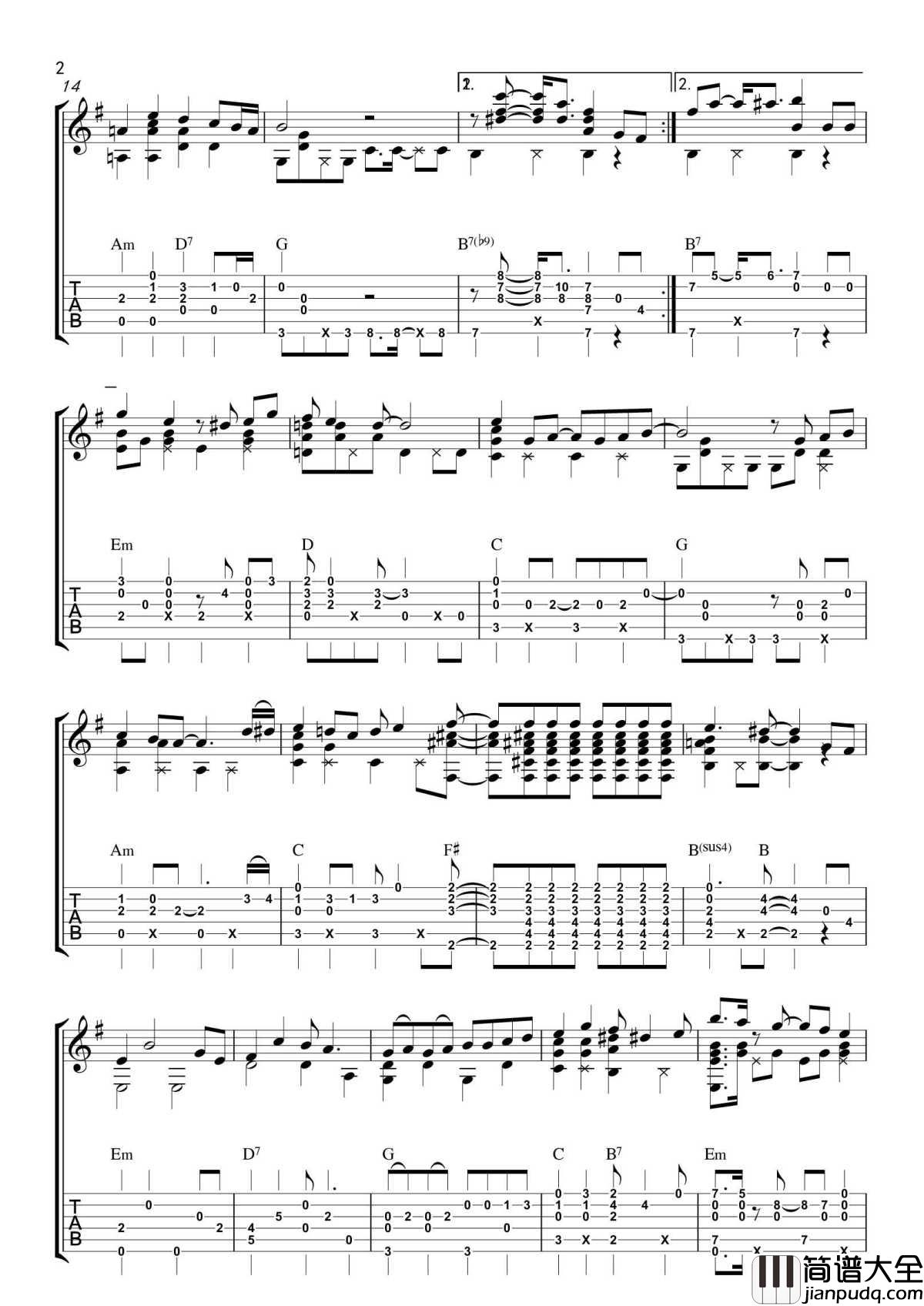 名侦探柯南指弹谱_吉他独奏谱_指弹教学示范_罗翔