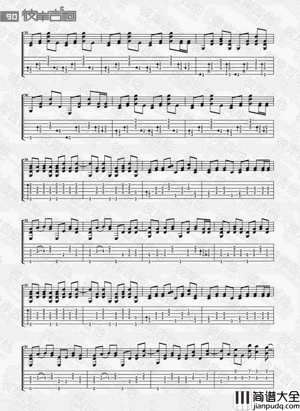 夜空中最亮的星指弹谱_阿涛指弹_逃跑计划_吉他独奏谱