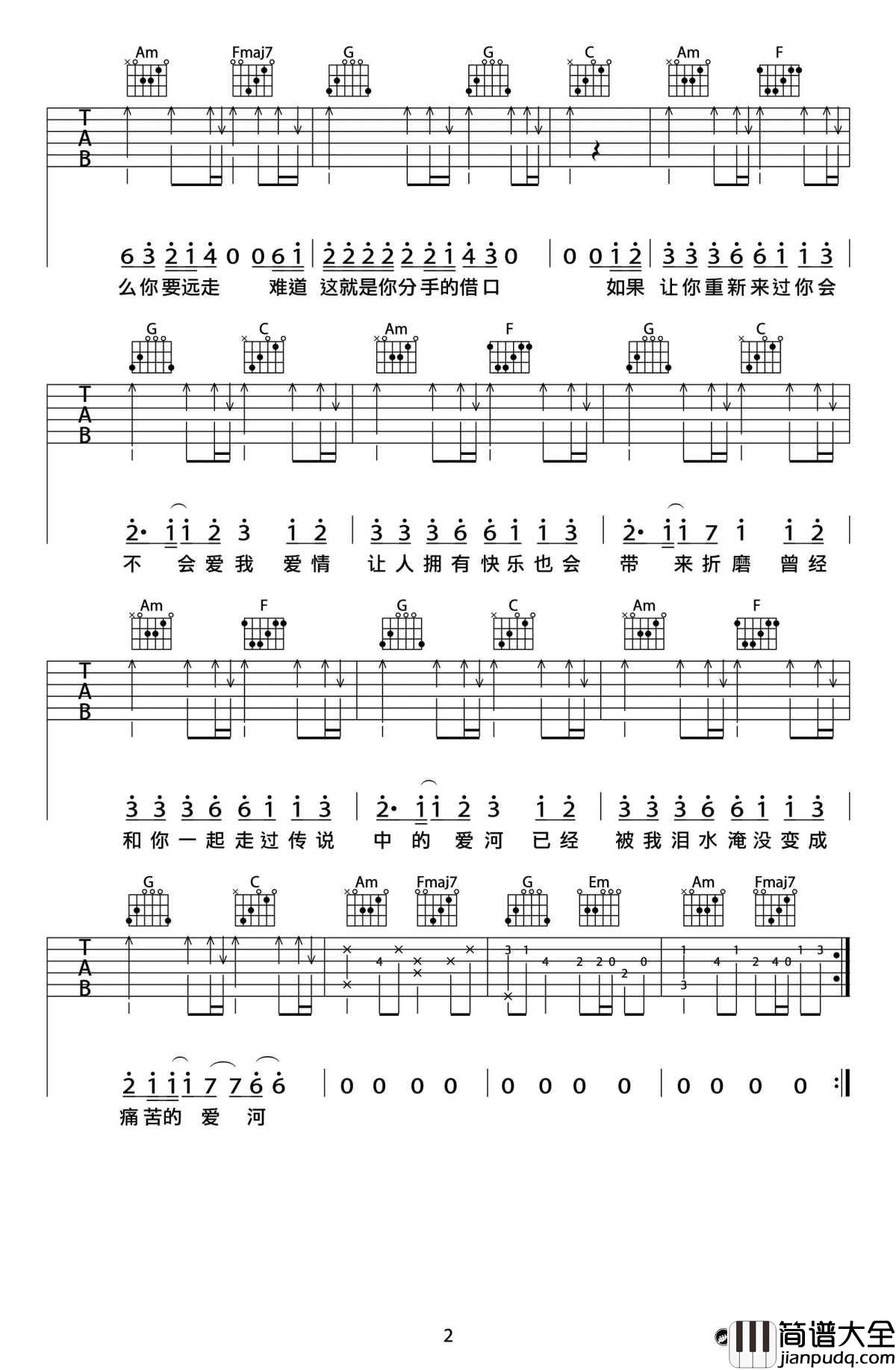 _爱河_吉他谱_神马乐团弹唱谱六线谱_教学视频