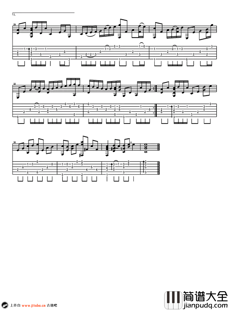 我只在乎你指弹谱_冈崎伦典改编版_吉他独奏谱_视频演示