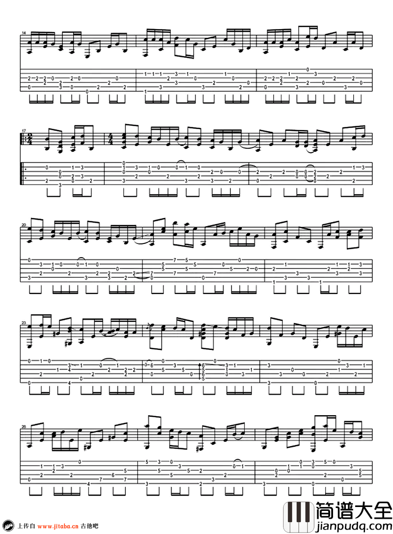 我只在乎你指弹谱_冈崎伦典改编版_吉他独奏谱_视频演示