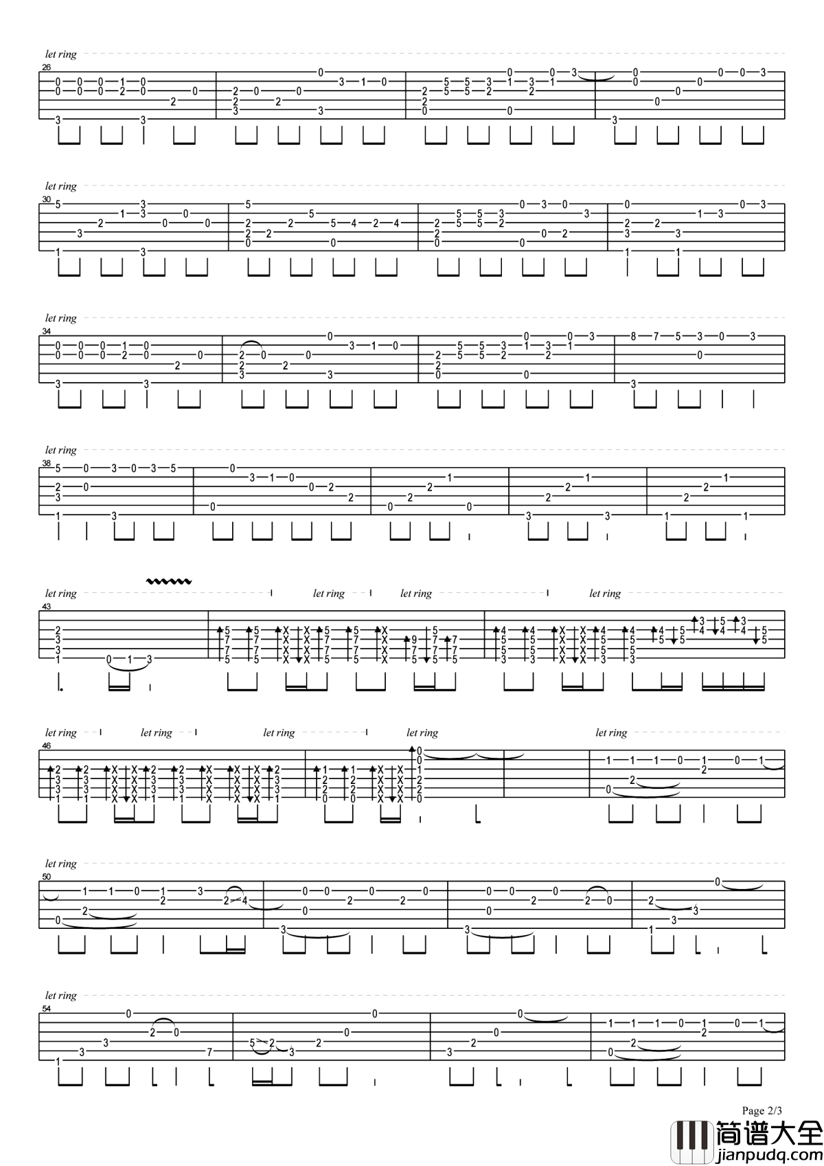 凉凉指弹谱_三生三世十里桃花片尾曲_潇潇指弹_吉他教学视频