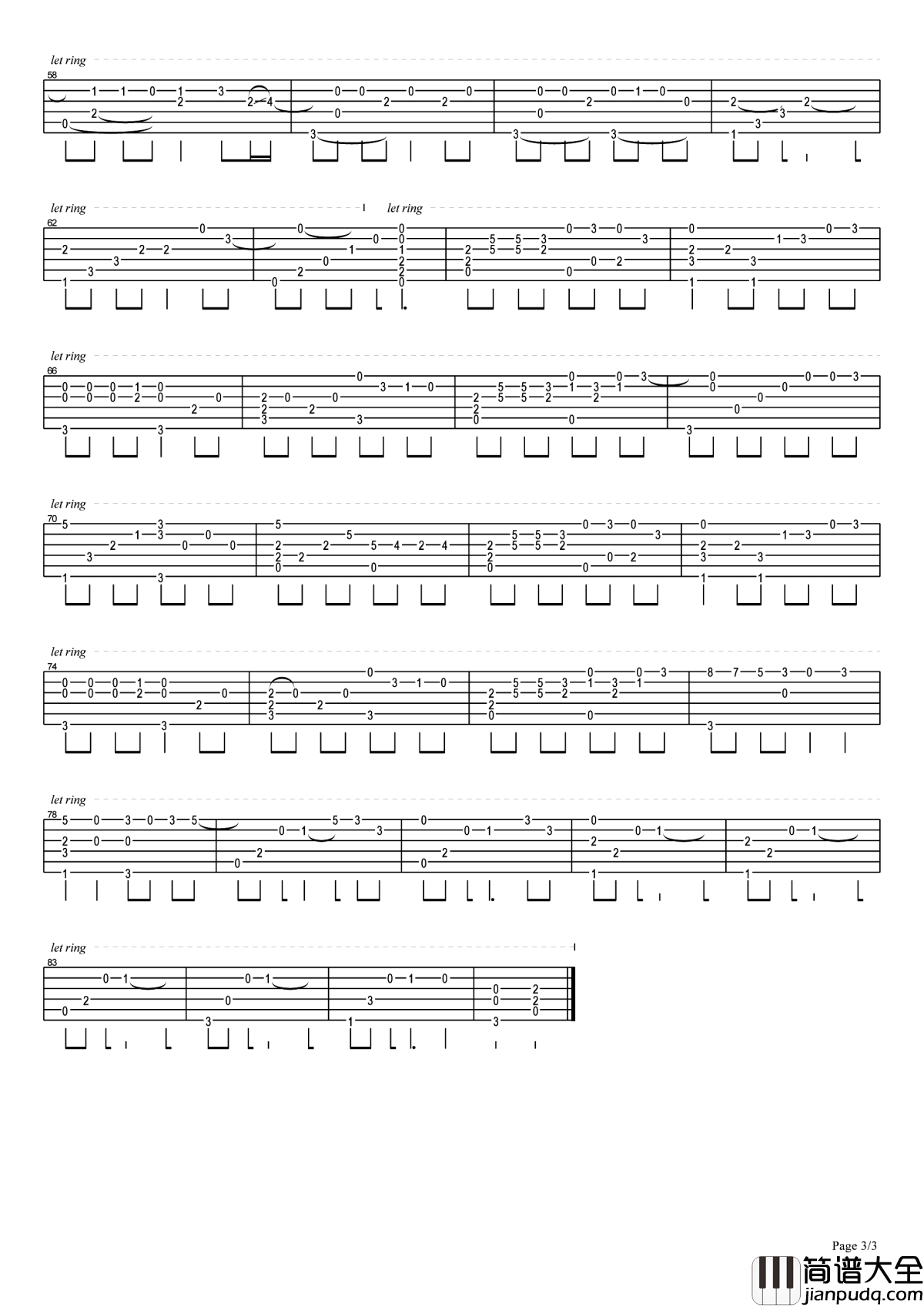 凉凉指弹谱_三生三世十里桃花片尾曲_潇潇指弹_吉他教学视频