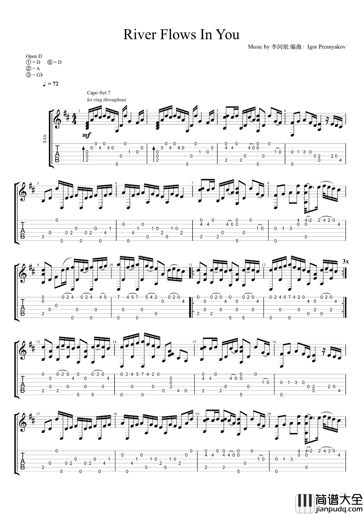 River_flows_in_You指弹谱_俄罗斯大叔IGOR版本_吉他视频