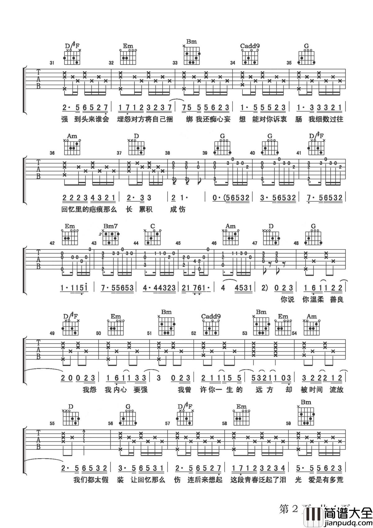 回忆那么伤吉他谱_孙子涵_网络剧花间提壶方大厨的片尾曲