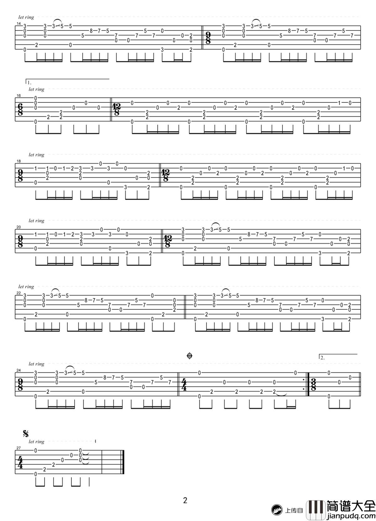 梦中的婚礼指弹谱_卢家宏编配版本_吉他独奏谱_演示视频