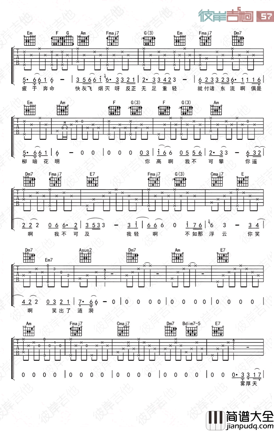 终于终于吉他谱_红料_话剧_从前有座庙_主题曲_C调弹唱谱