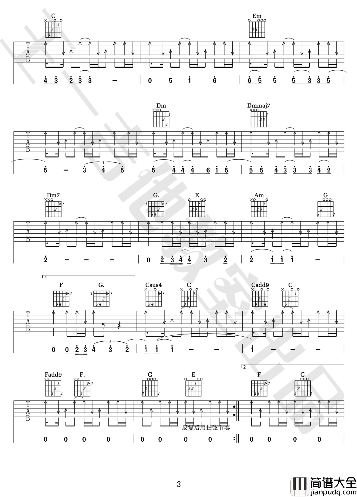 直到世界的尽头吉他谱_灌篮高手片尾曲_C调弹唱教学视频