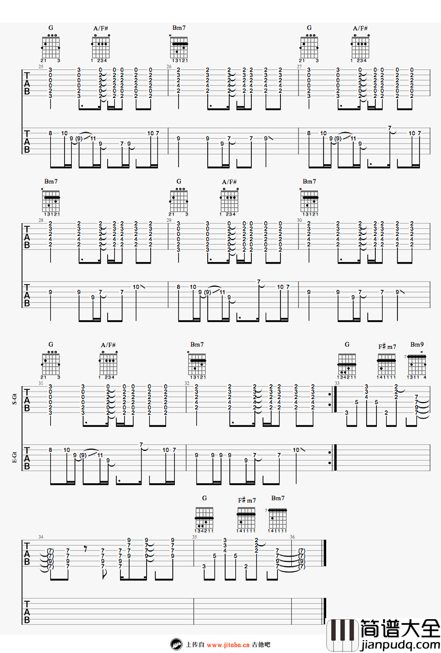 草东没有派对_烂泥_吉他谱_六线谱弹唱谱_双吉他版本