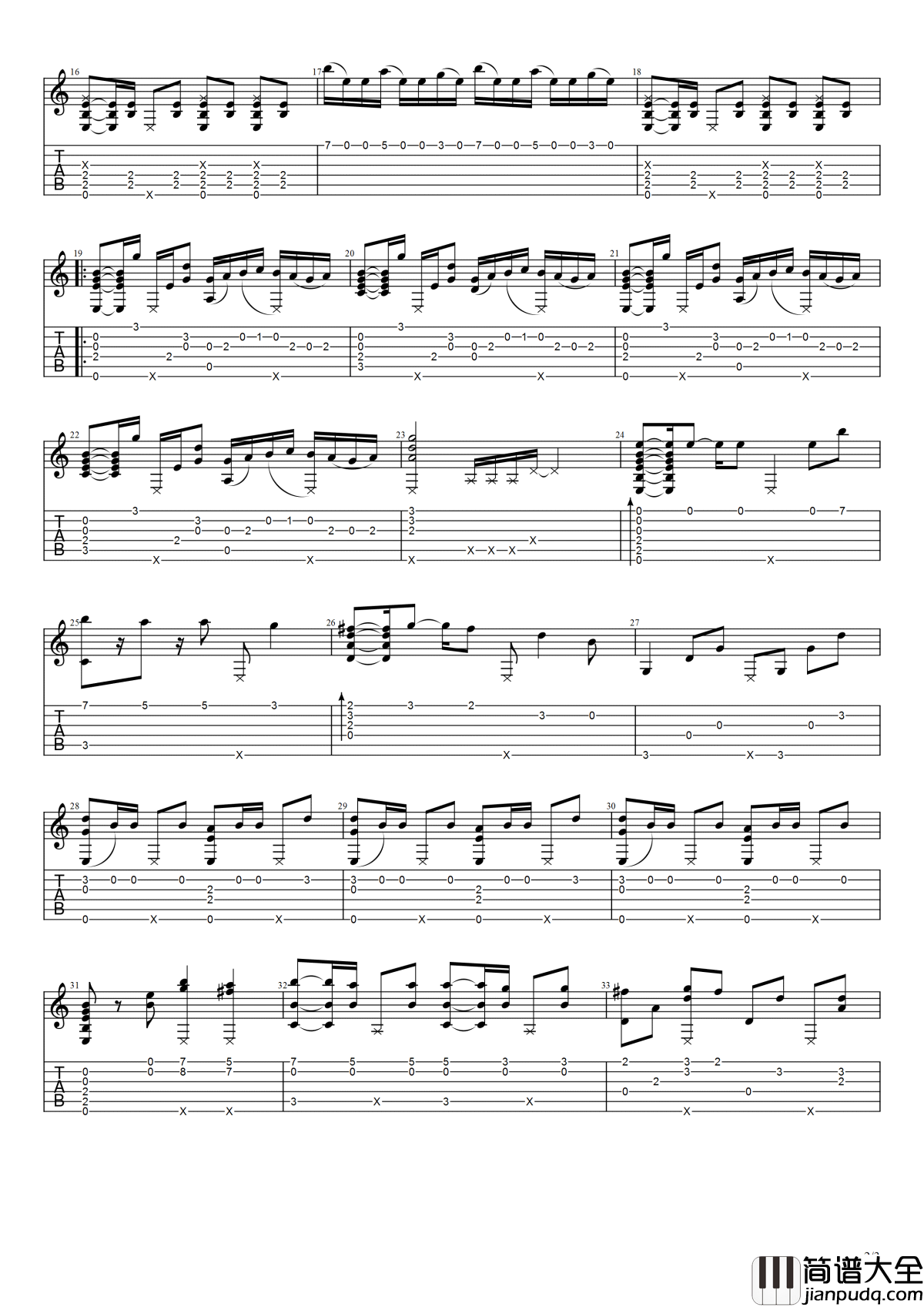 unravel指弹谱__东京喰种_主题曲_高清图片谱_吉他独奏谱