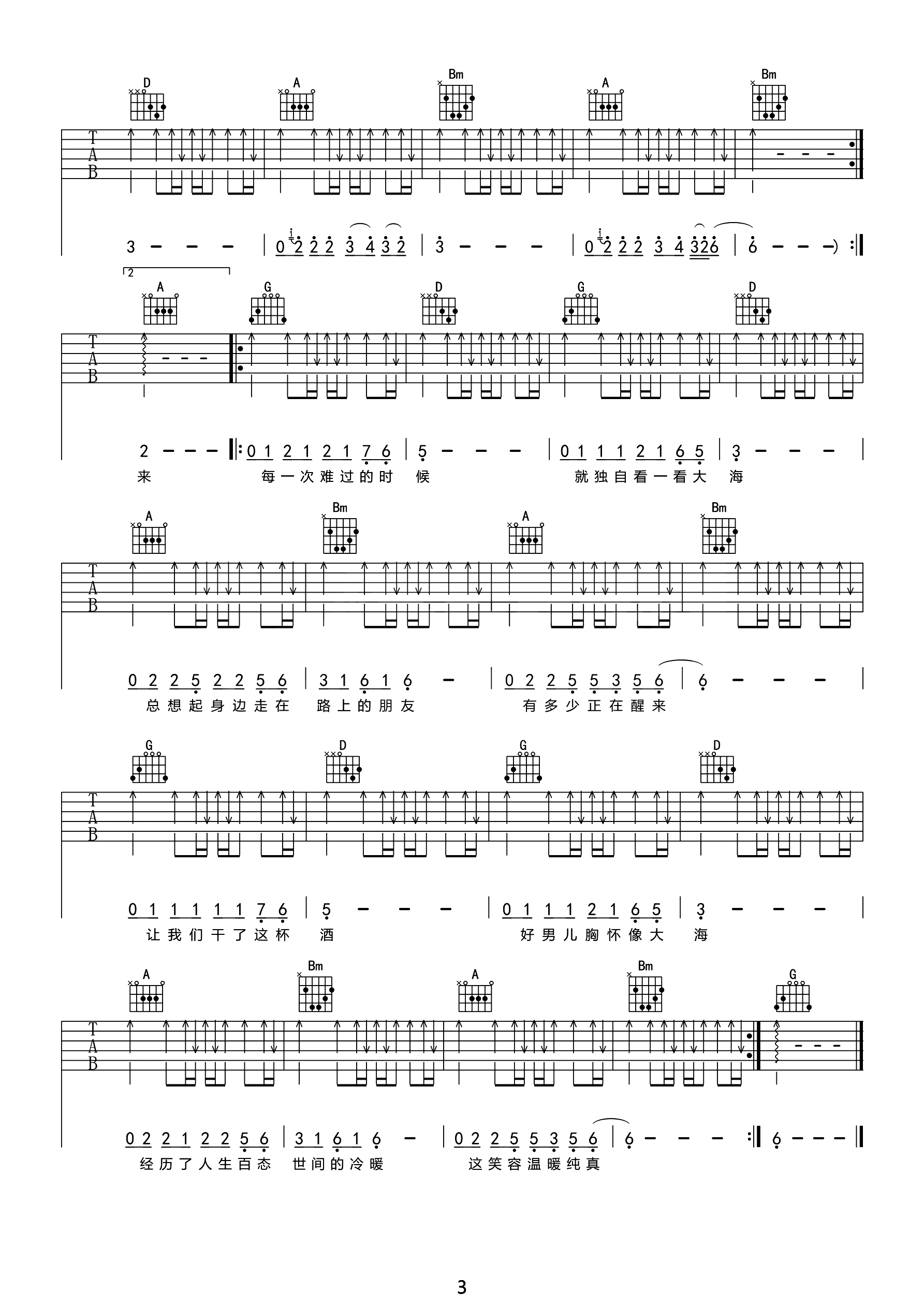 曾经的你吉他谱3-许巍