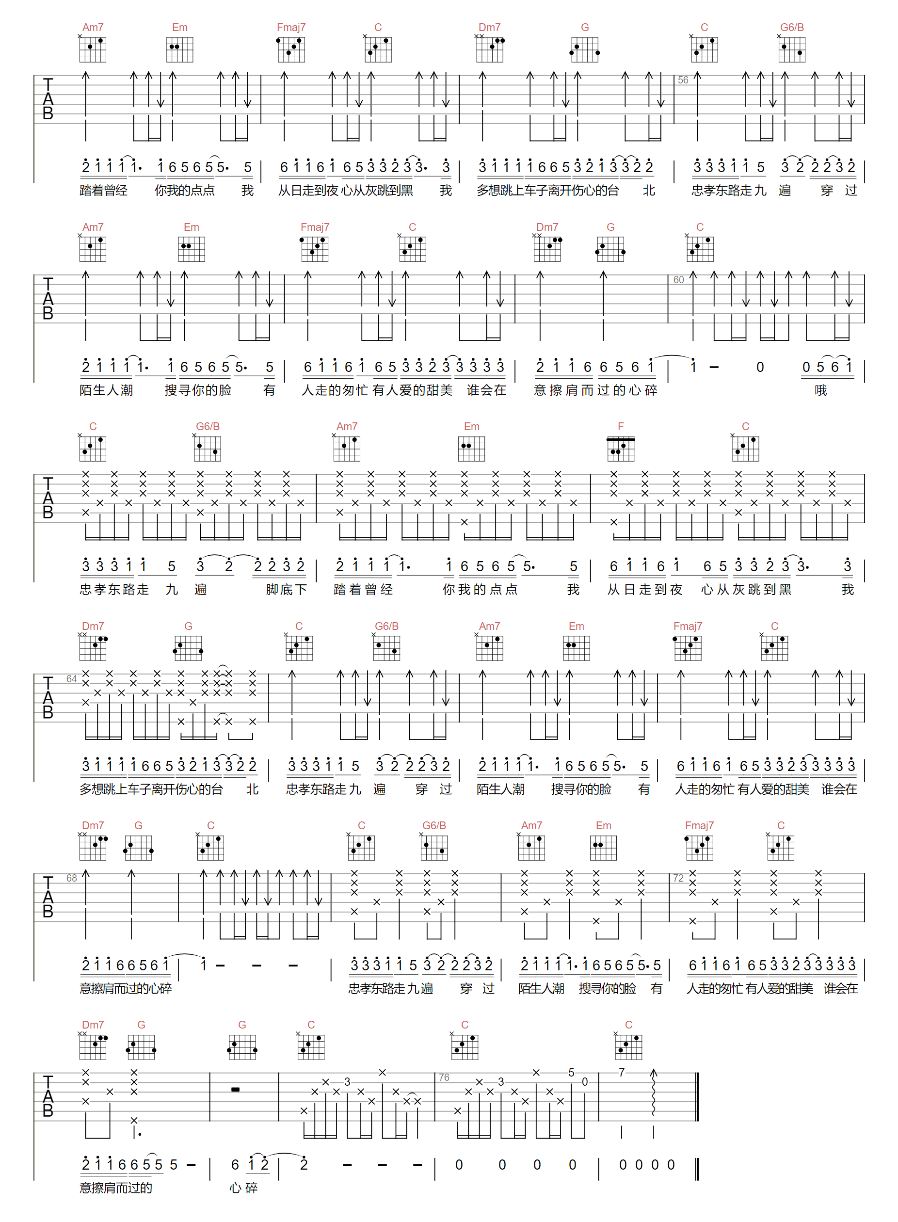 忠孝东路走九遍吉他谱3-动力火车