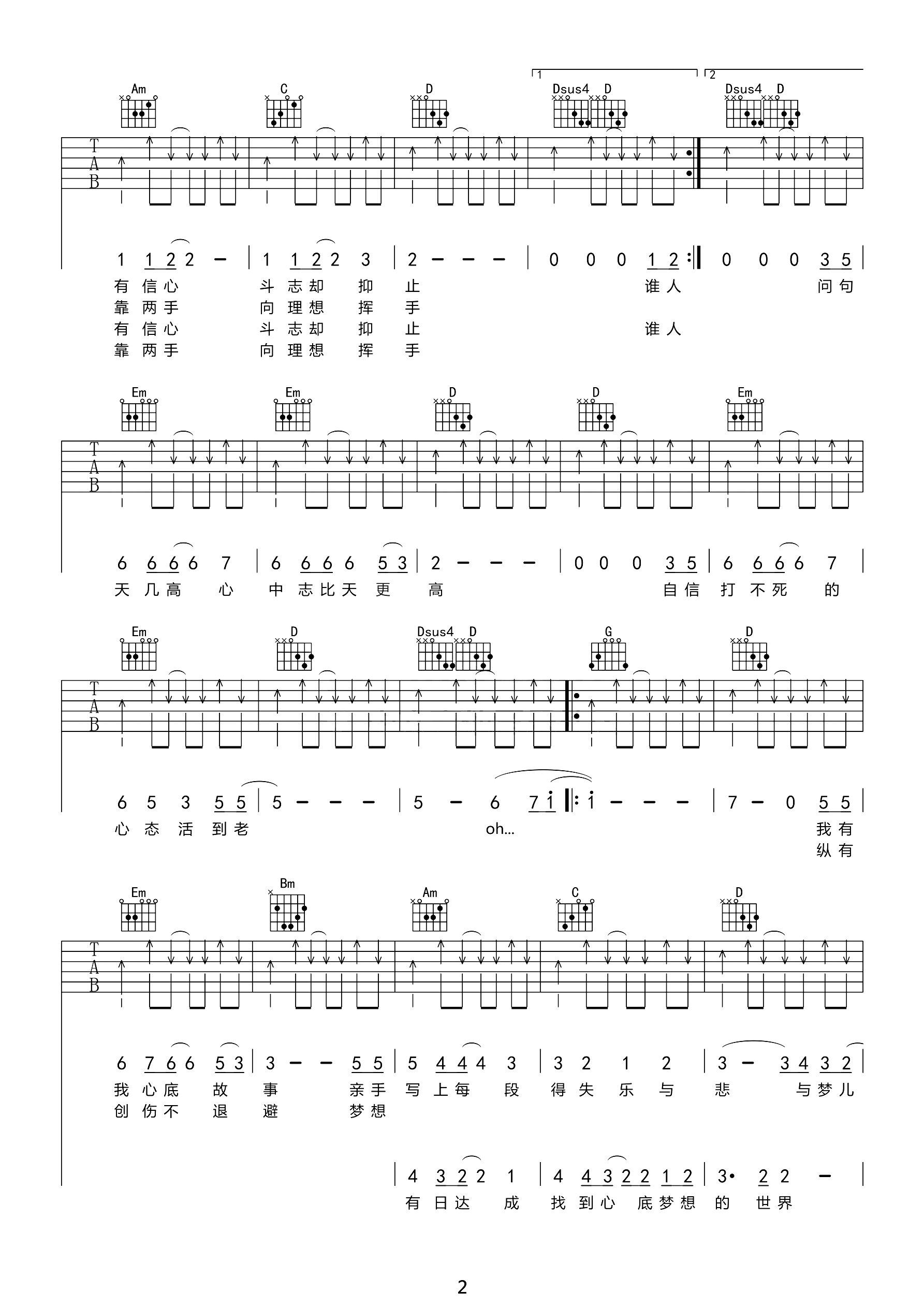 不再犹豫吉他谱3-Beyond