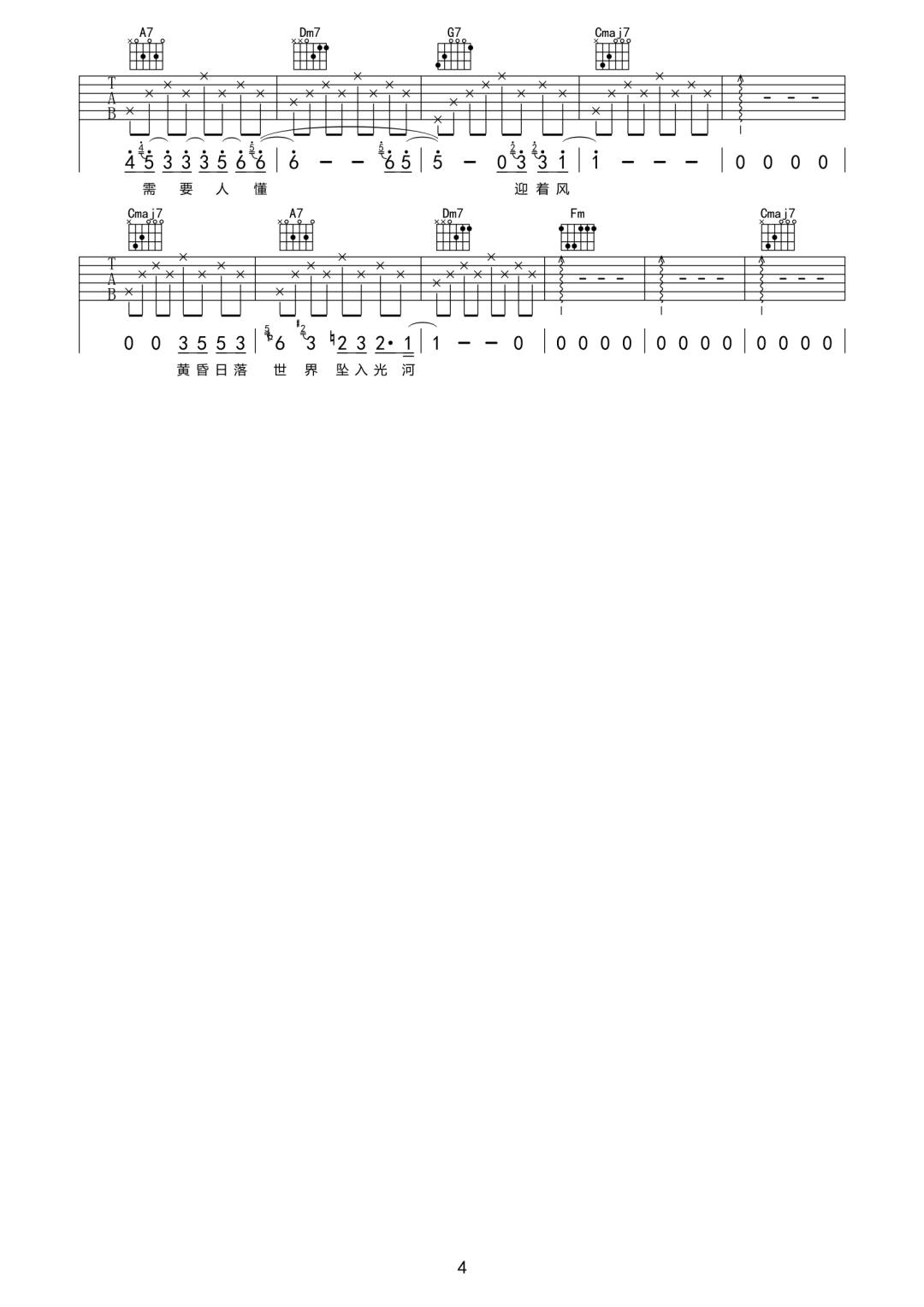 没有名字的夜晚吉他谱4-夏日入侵企画