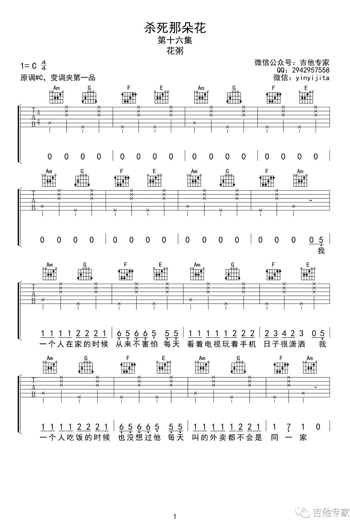 杀死那朵花吉他谱1-花粥