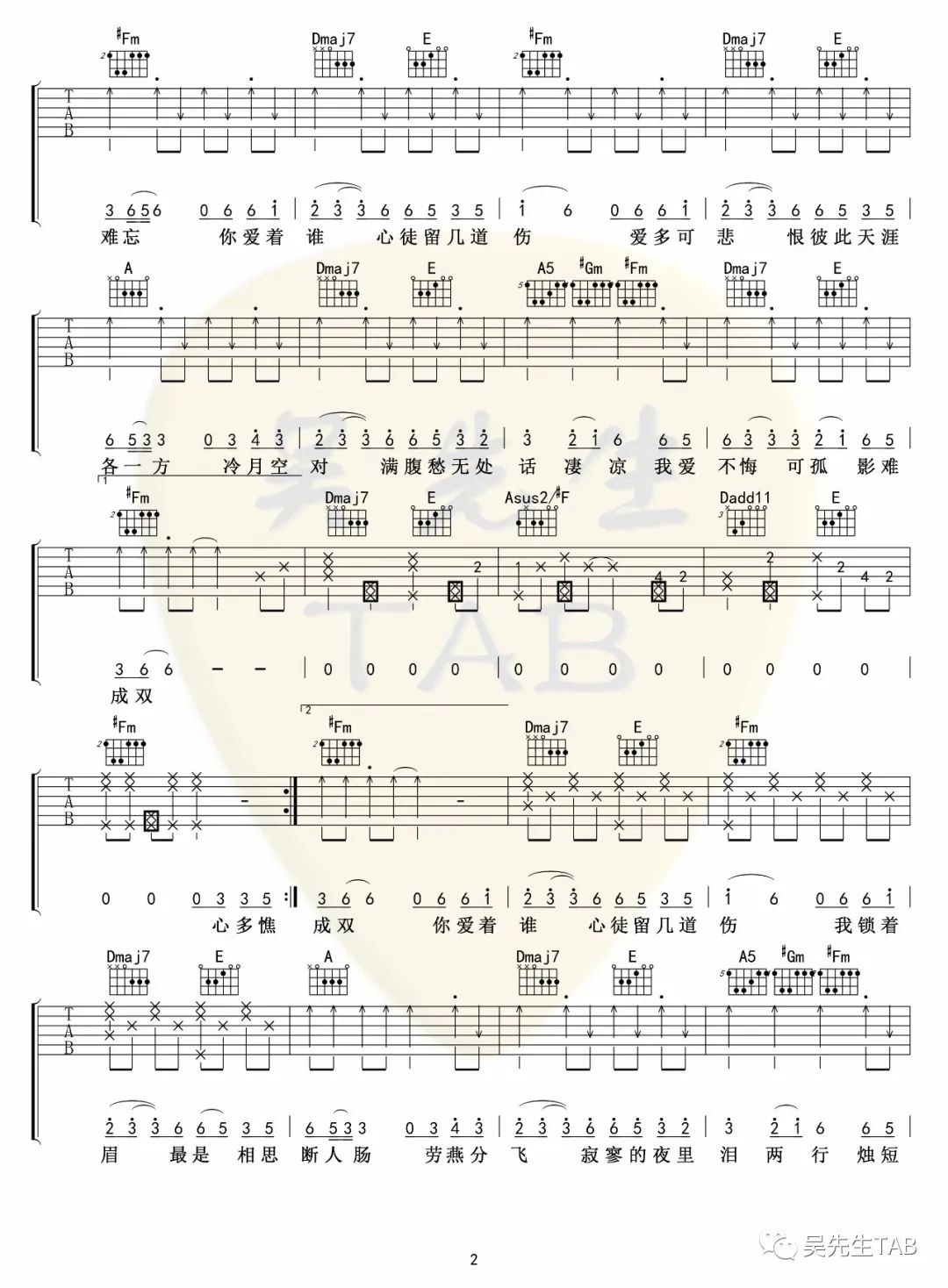 燕无歇吉他谱2-是七叔呢