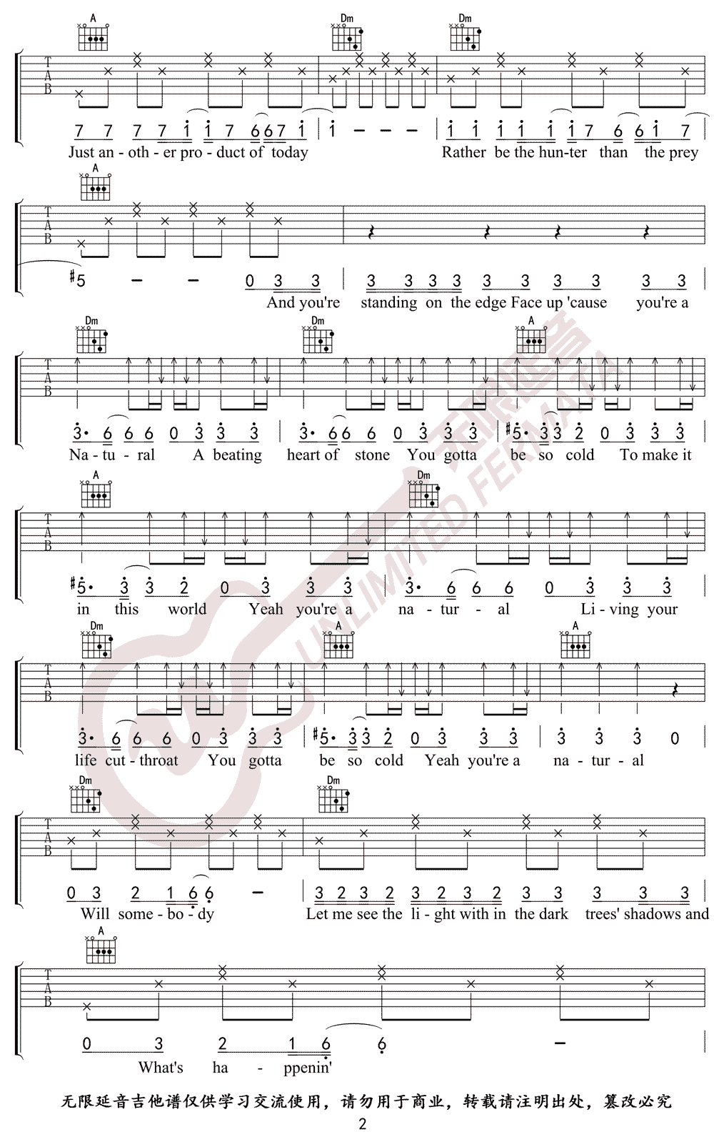 Natural吉他谱2-Imagine-Dragons