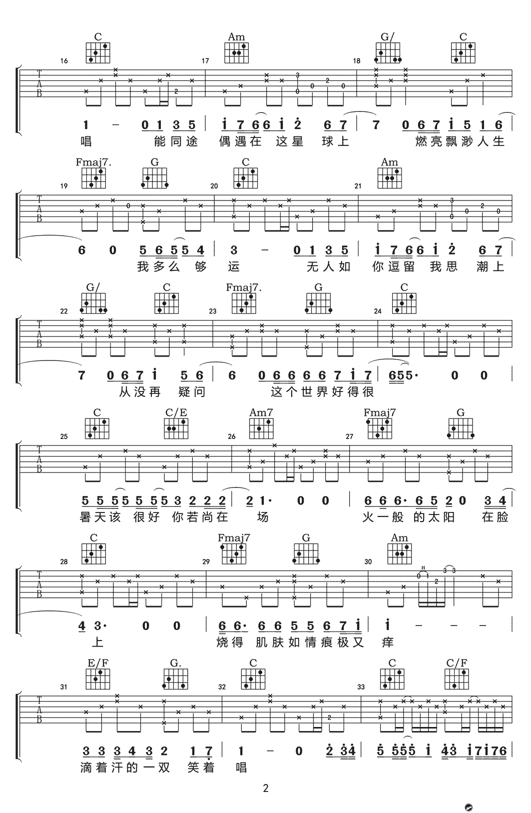 春夏秋冬吉他谱2-张国荣