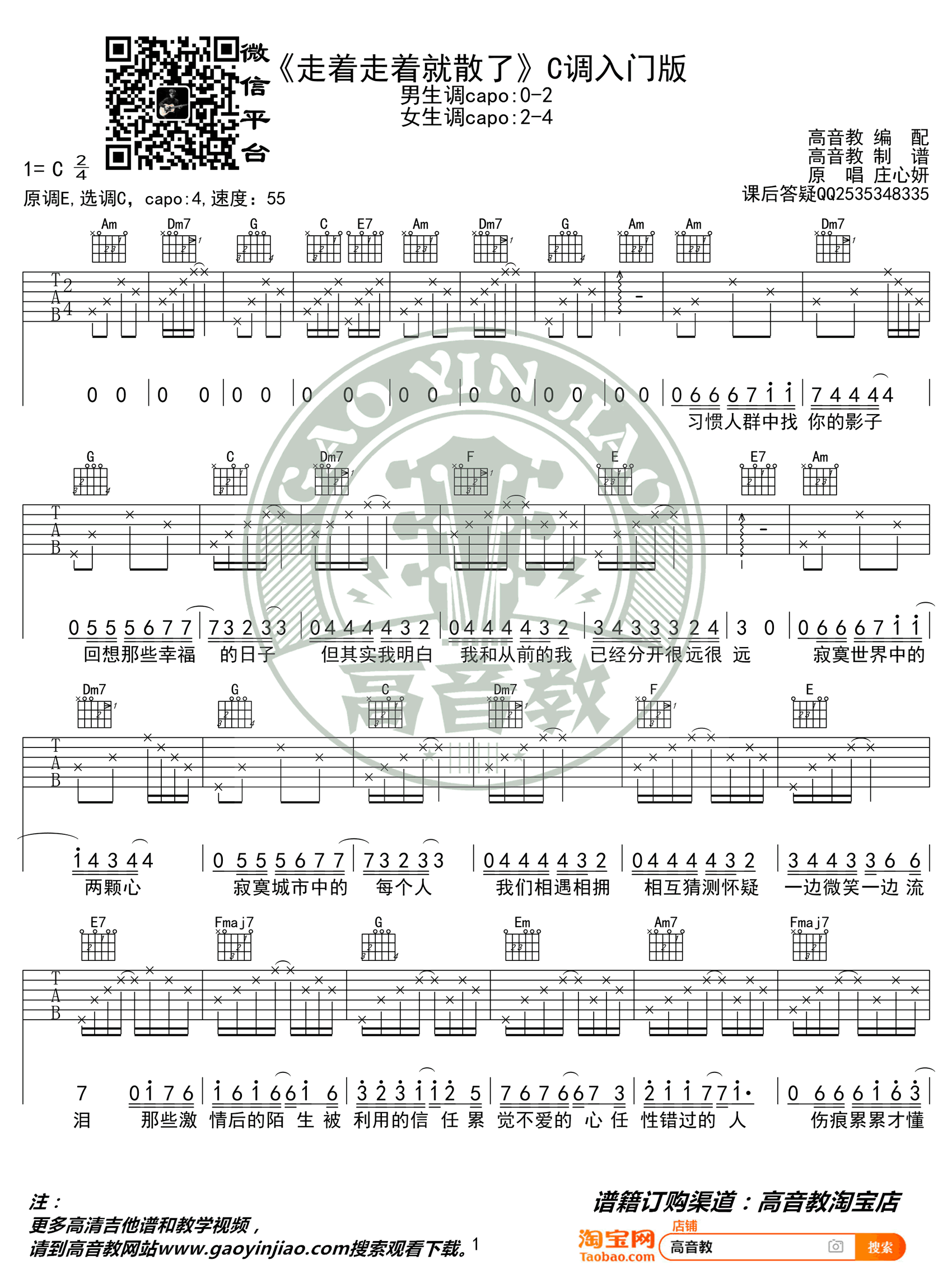 走着走着就散了吉他谱1-庄心妍