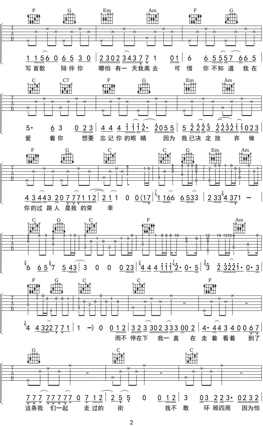 路过南京路过你吉他谱2-江皓南