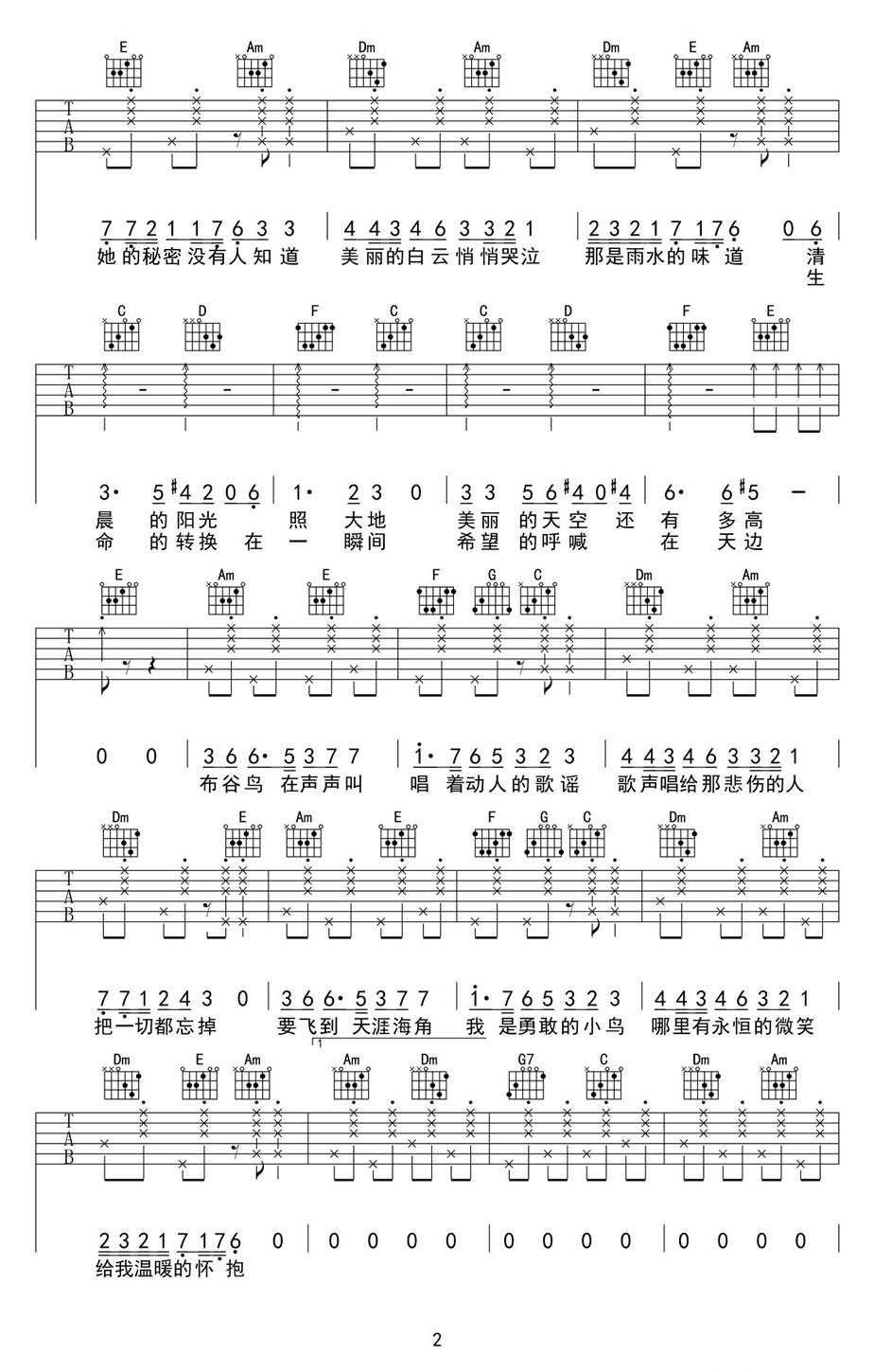 布谷鸟吉他谱2-安子与九妹