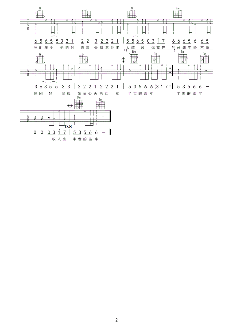 余情未了吉他谱2-魏新雨