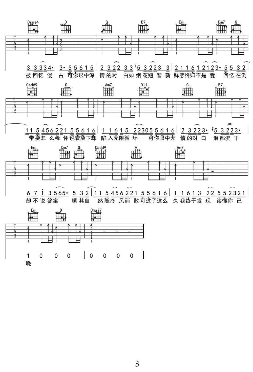 消散对白吉他谱3-丁禹兮