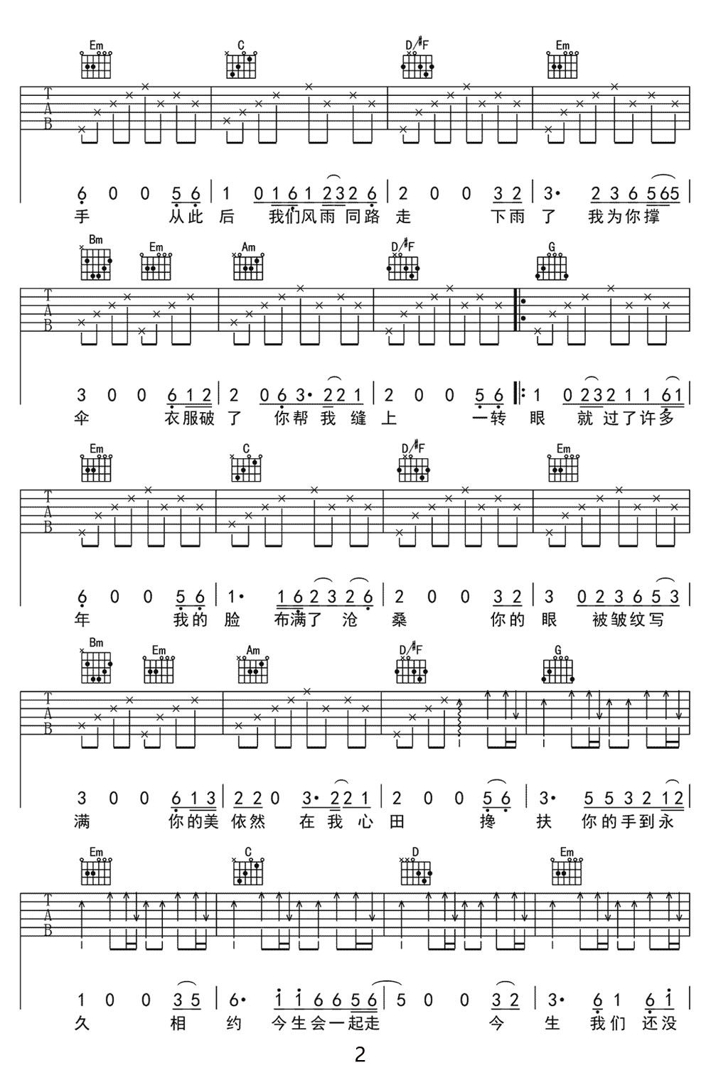 搀扶吉他谱2-马健涛