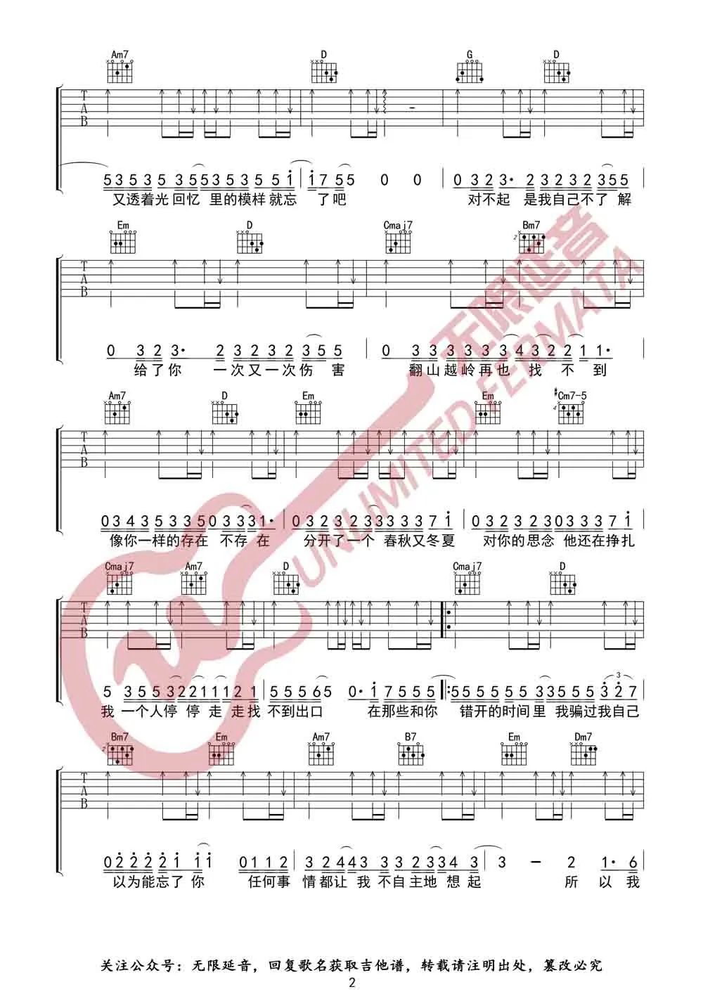 就忘了吧吉他谱预览图