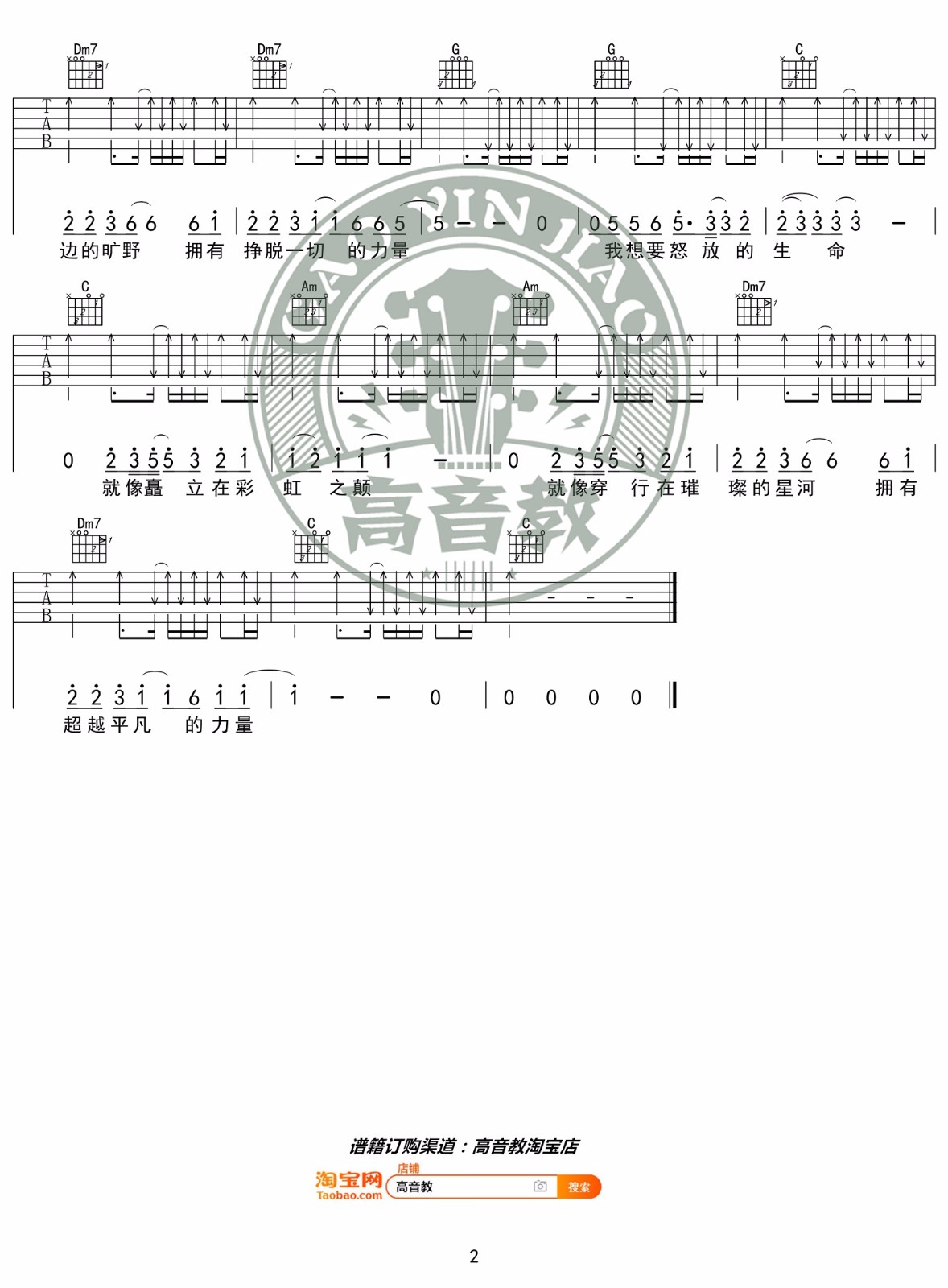 怒放的生命吉他谱预览图