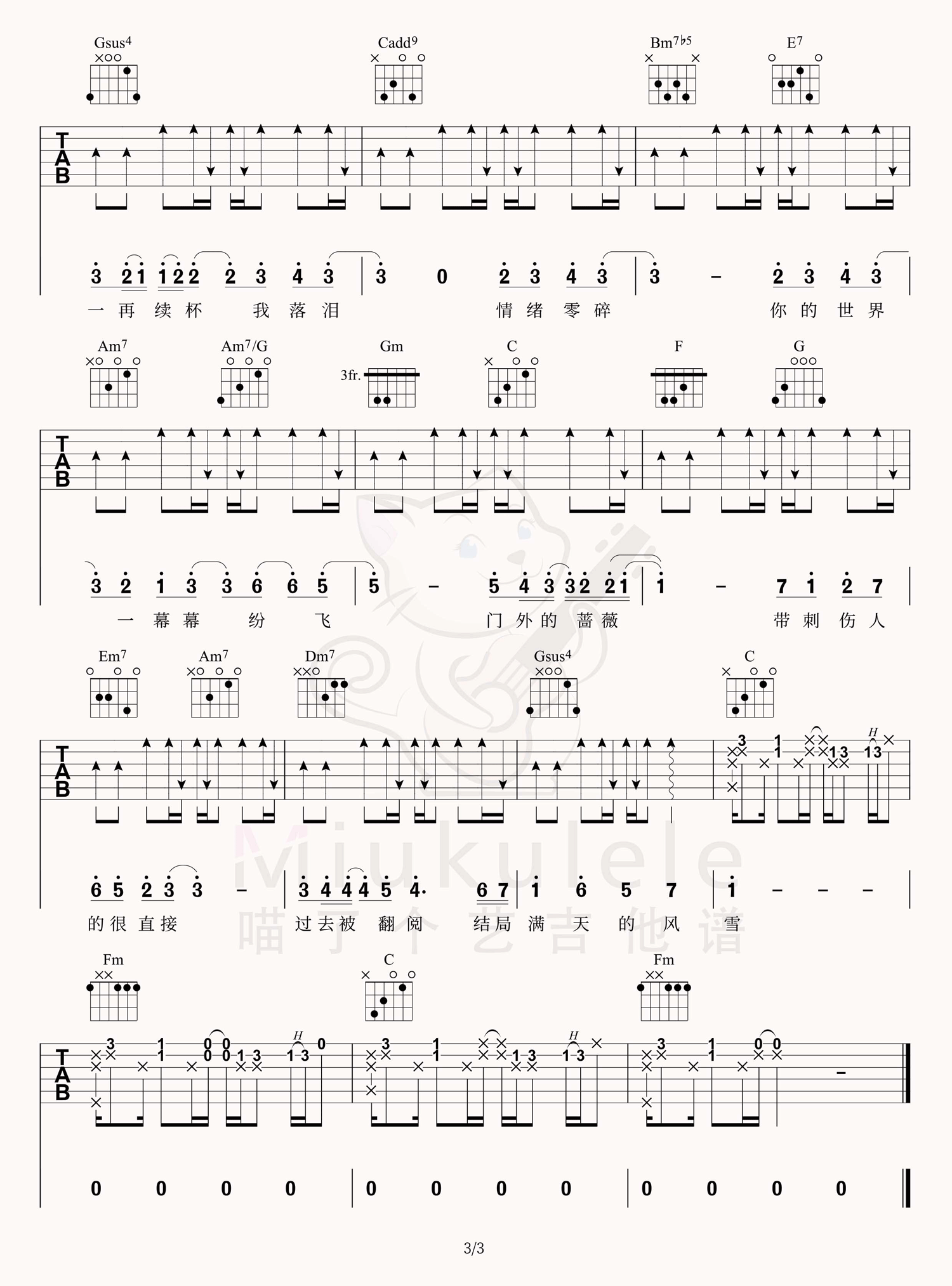 我落泪情绪零碎吉他谱预览图