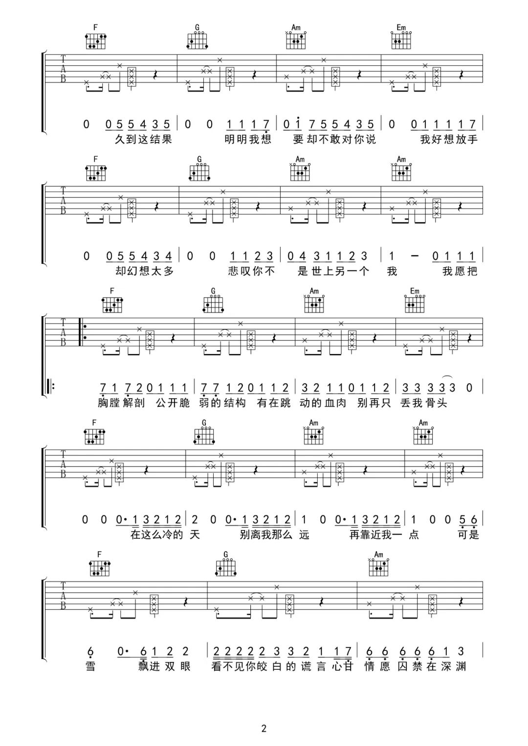 雪Distance吉他谱预览图