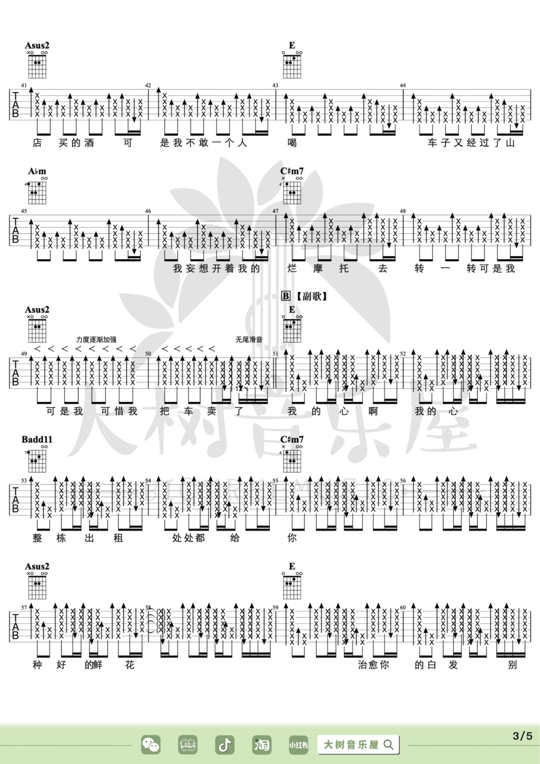 鲜花吉他谱预览图