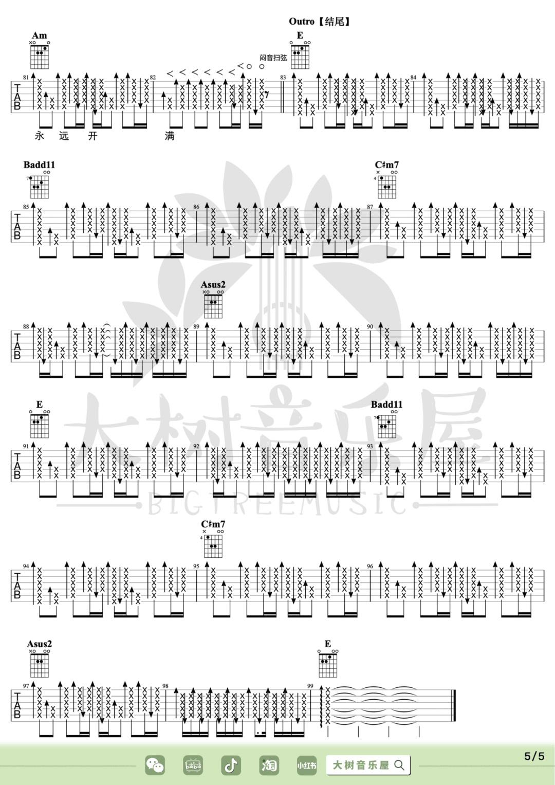 鲜花吉他谱预览图