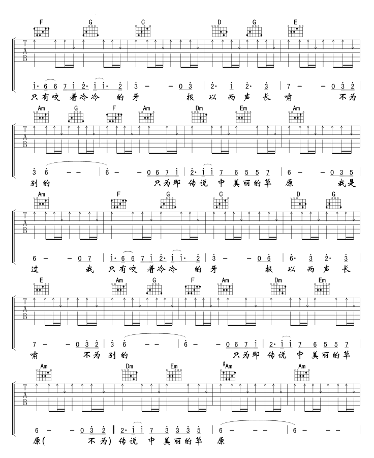 北方的狼吉他谱预览图