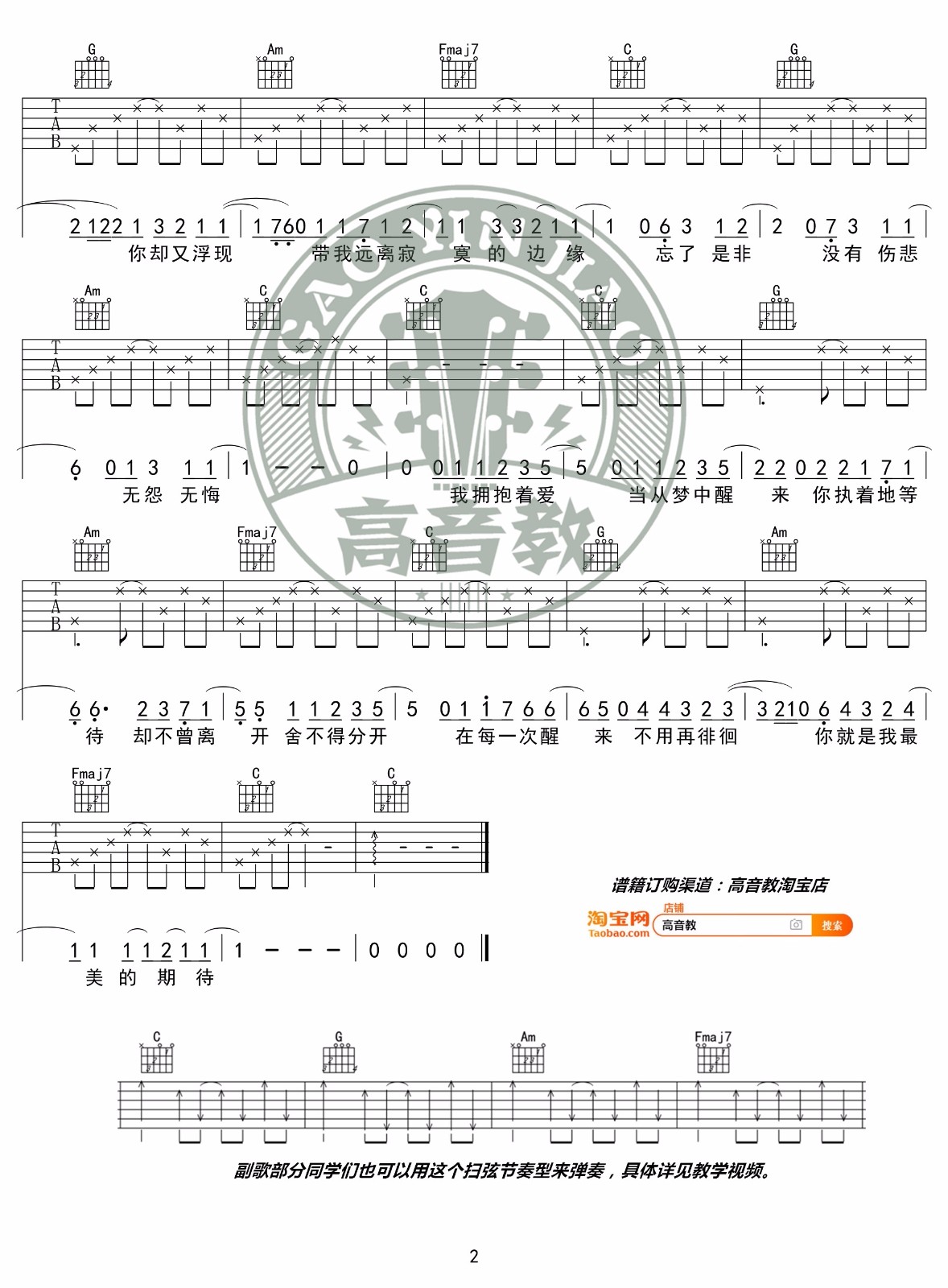 最美的期待吉他谱预览图