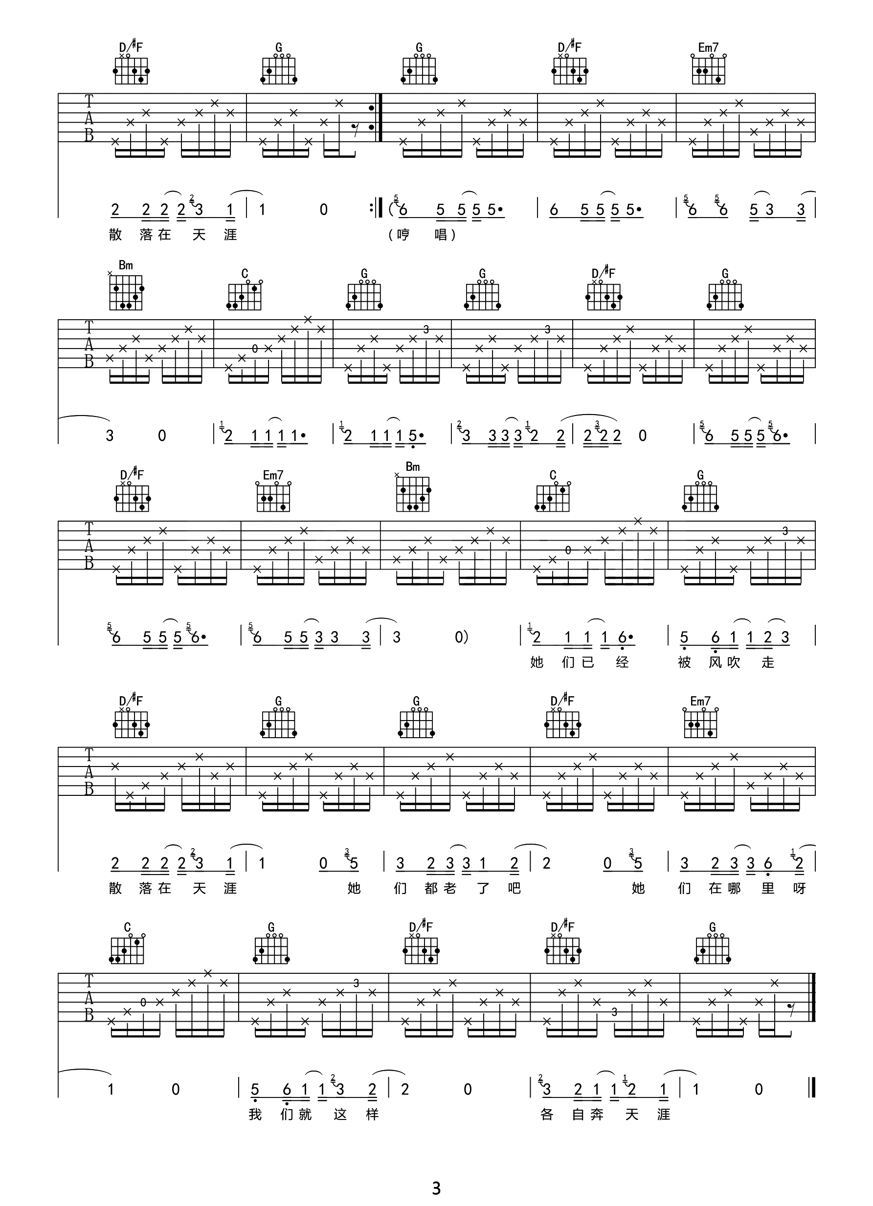 那些花儿吉他谱预览图