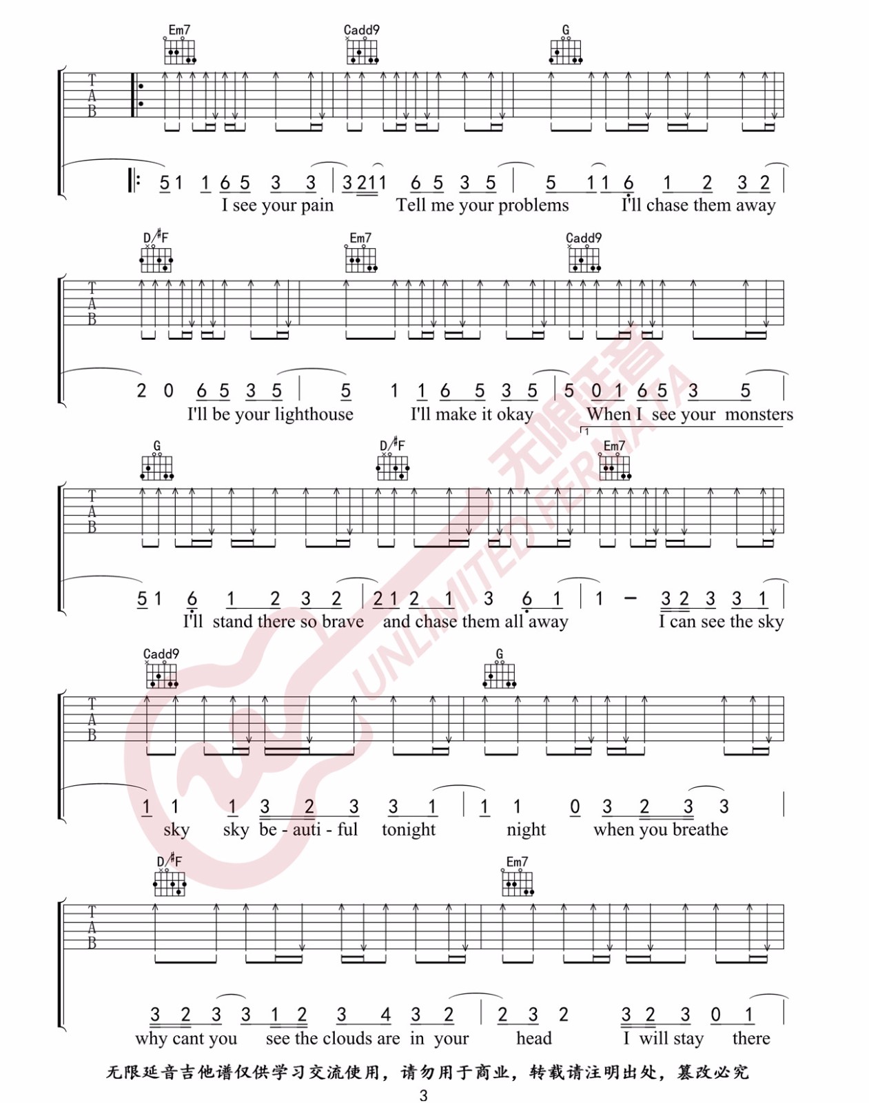 Monsters吉他谱预览图