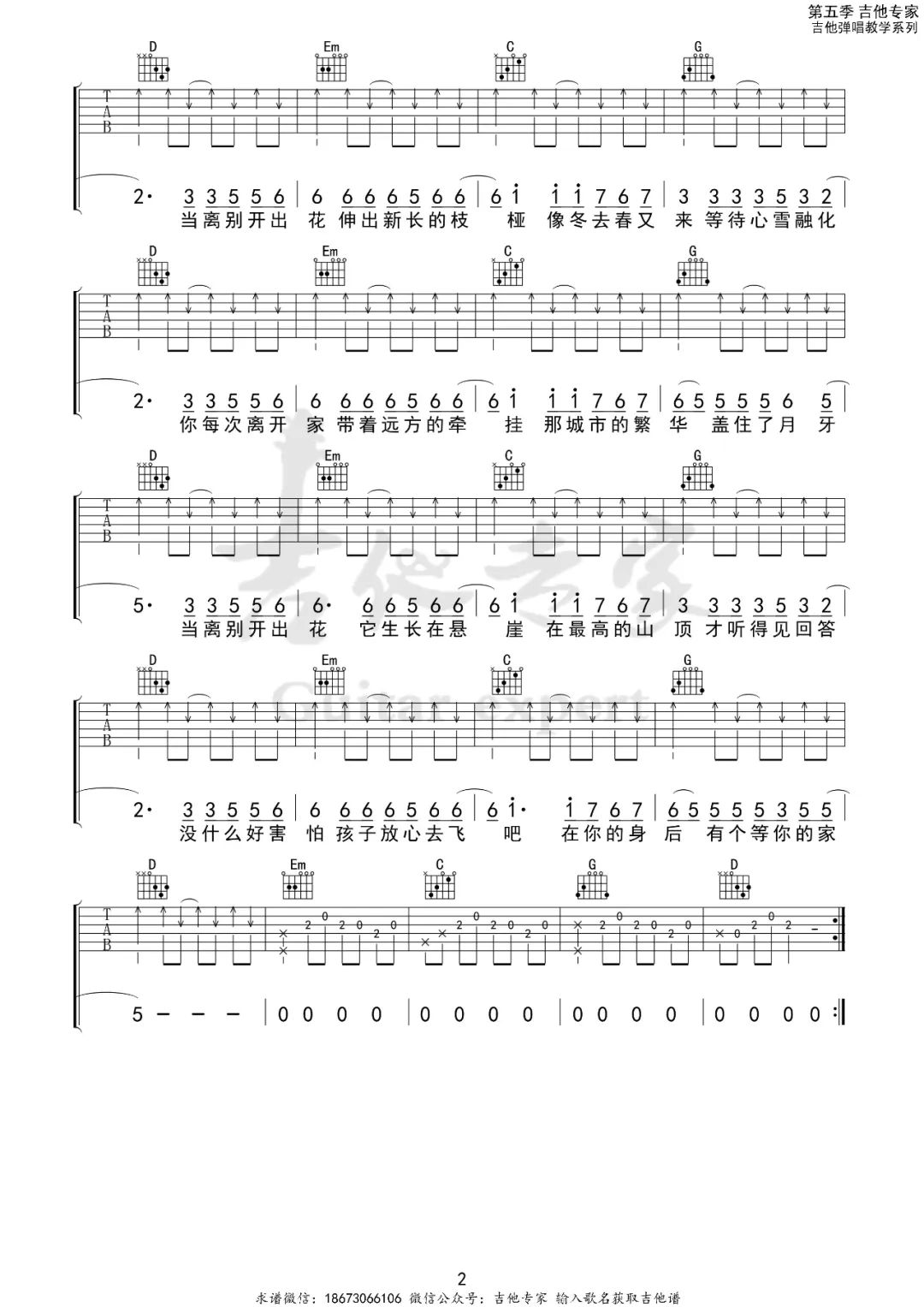 离别开出花吉他谱预览图
