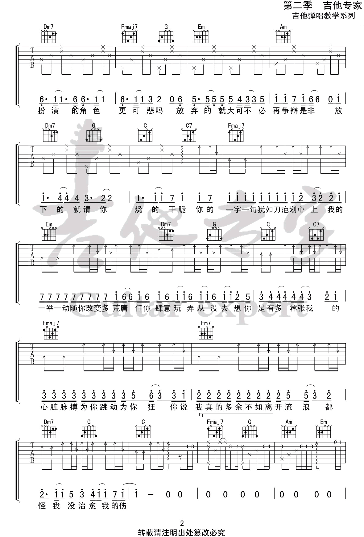 嚣张吉他谱预览图