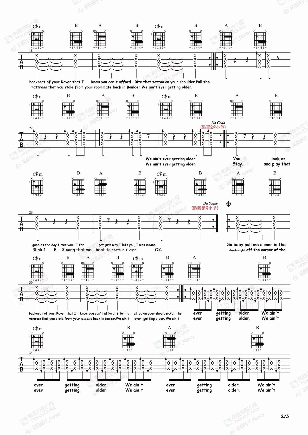 Closer吉他谱预览图