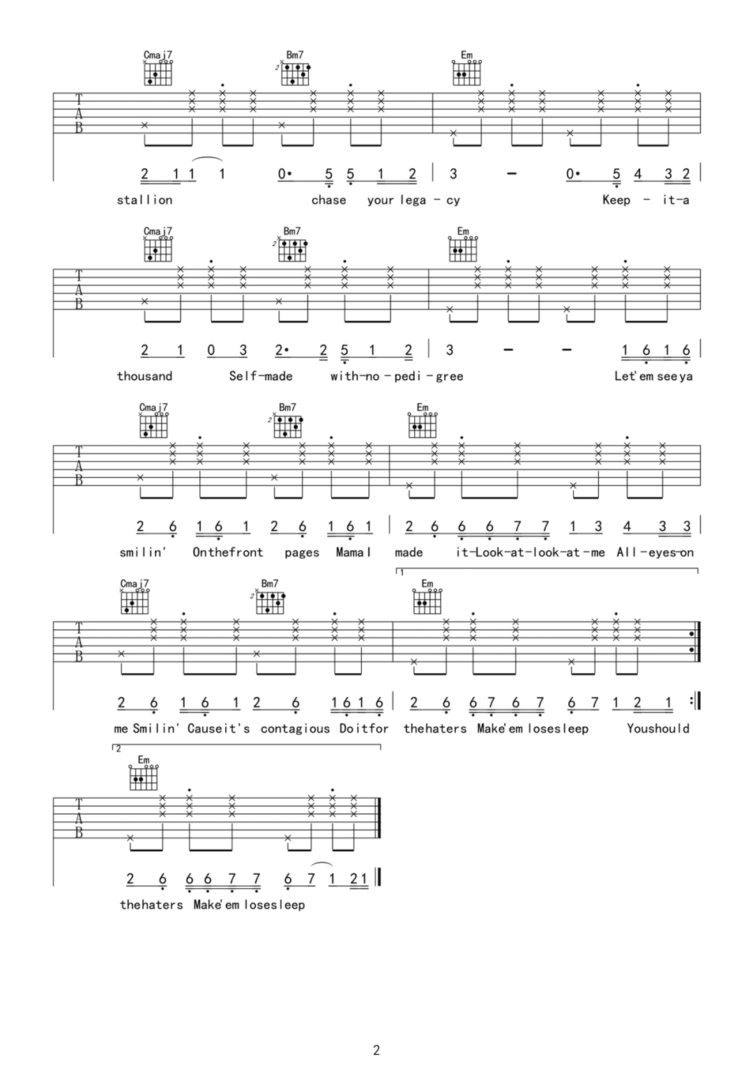 Bet-On-Me吉他谱预览图