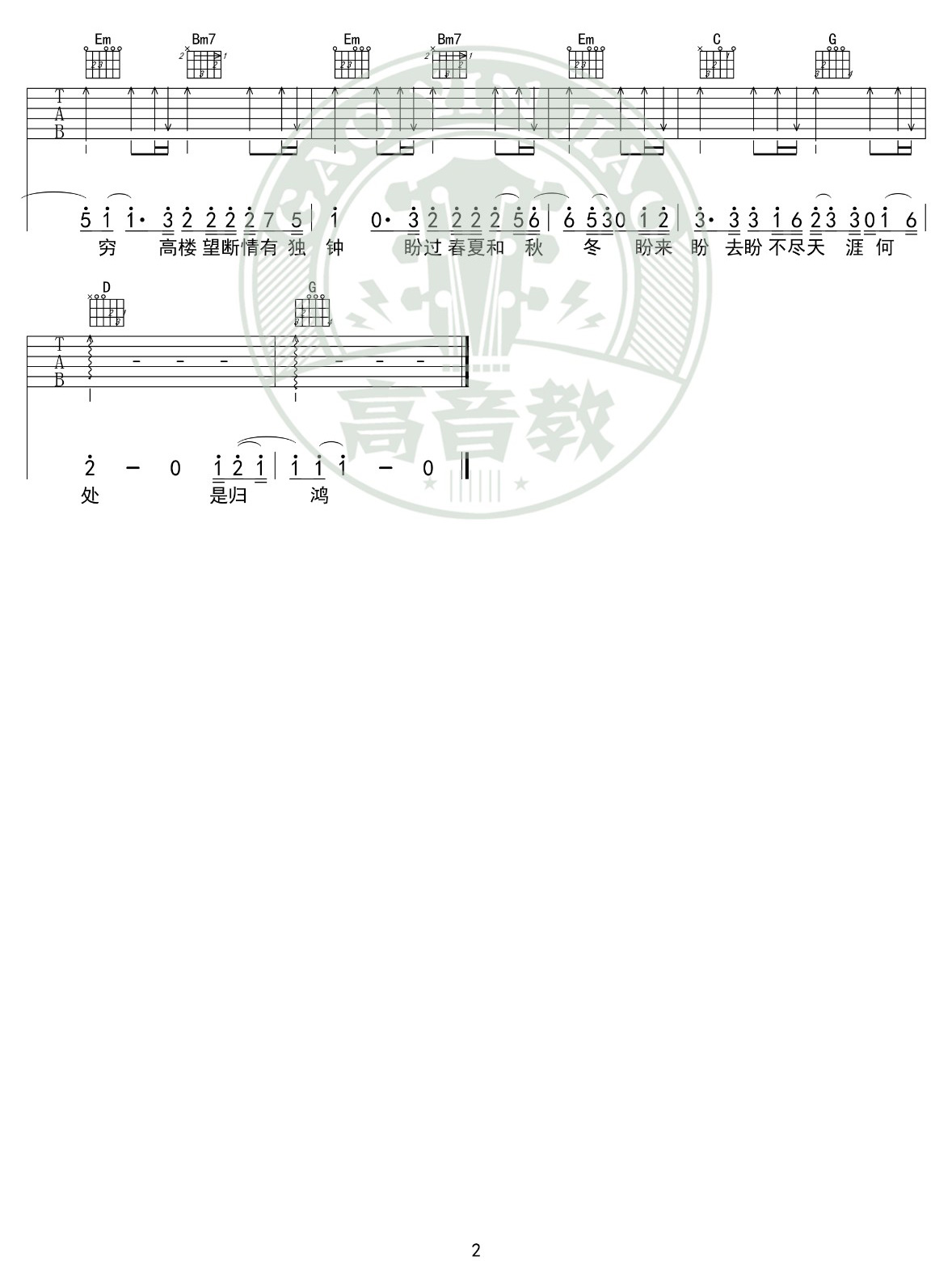 情深深雨蒙蒙吉他谱预览图