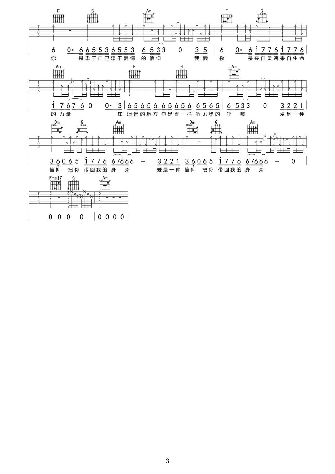 信仰吉他谱预览图